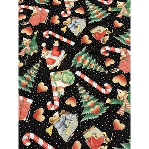 Christmas Mice Toss Springs Creative Metallic Cotton Fabric 54x43”